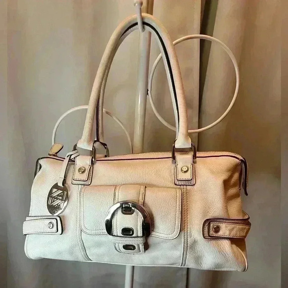Anne Klein Leather Tote Winter White - Picture 1 of 13